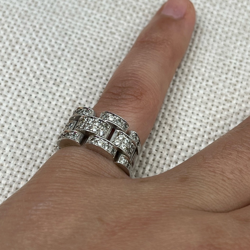 Bold Vintage 925 DQ CZ Statement Ring Size ~5.5 - Picture 13 of 15